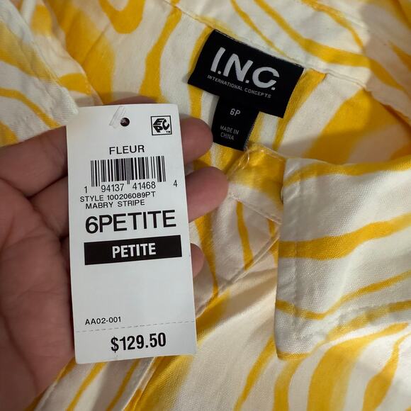 I.N.CPetite Printed Linen-Blend Utility Jumpsuit Yellow, 6 - Picture 6 of 9